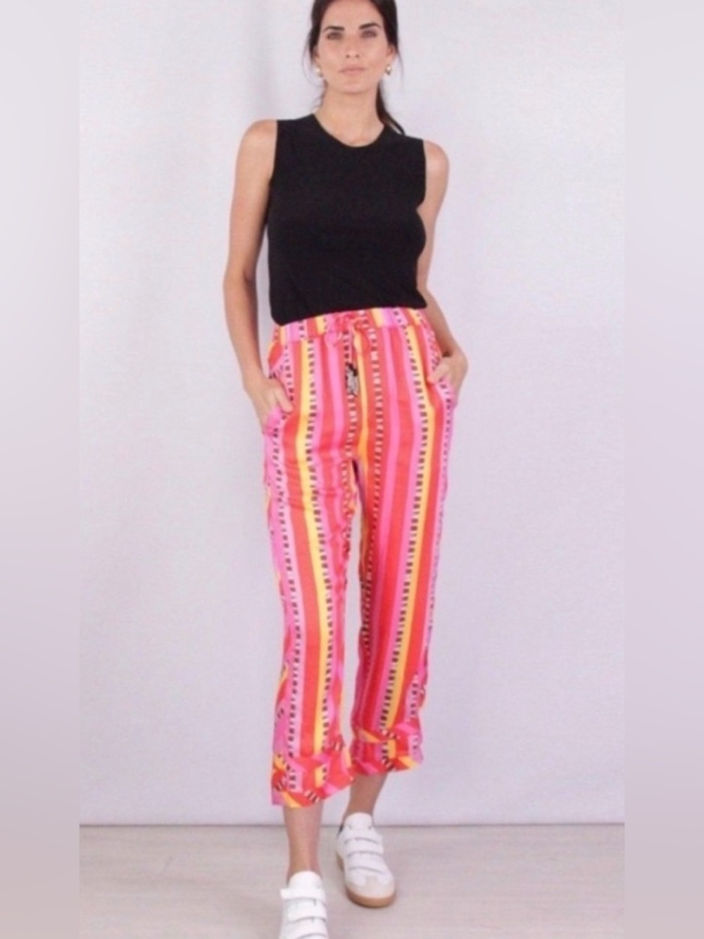 Farm Rio Lucy Stripes Pants Small - Picture 1 of 13